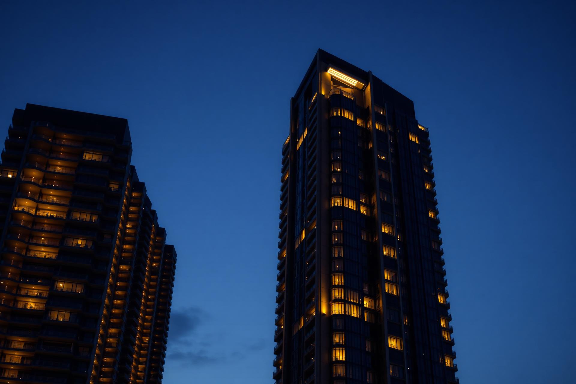 Octava luxury residential tower at twilight